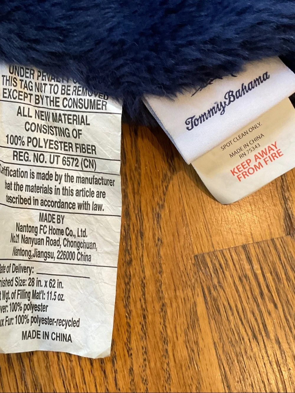 Tommy Bahama Navy Blue Plush Shark Footie with Red Lining
